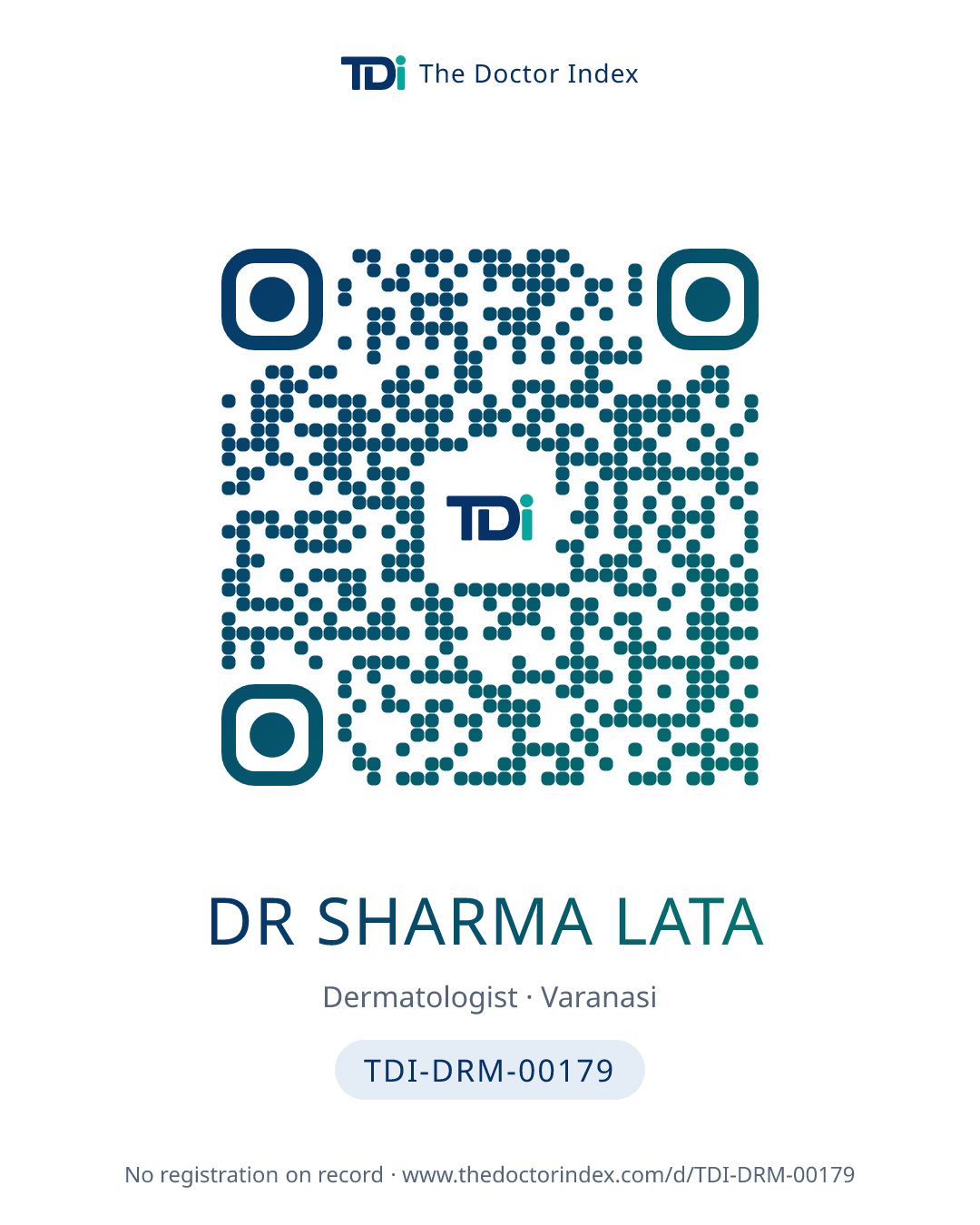 QR card for Dr Sharma Lata, TDI-DRM-00179