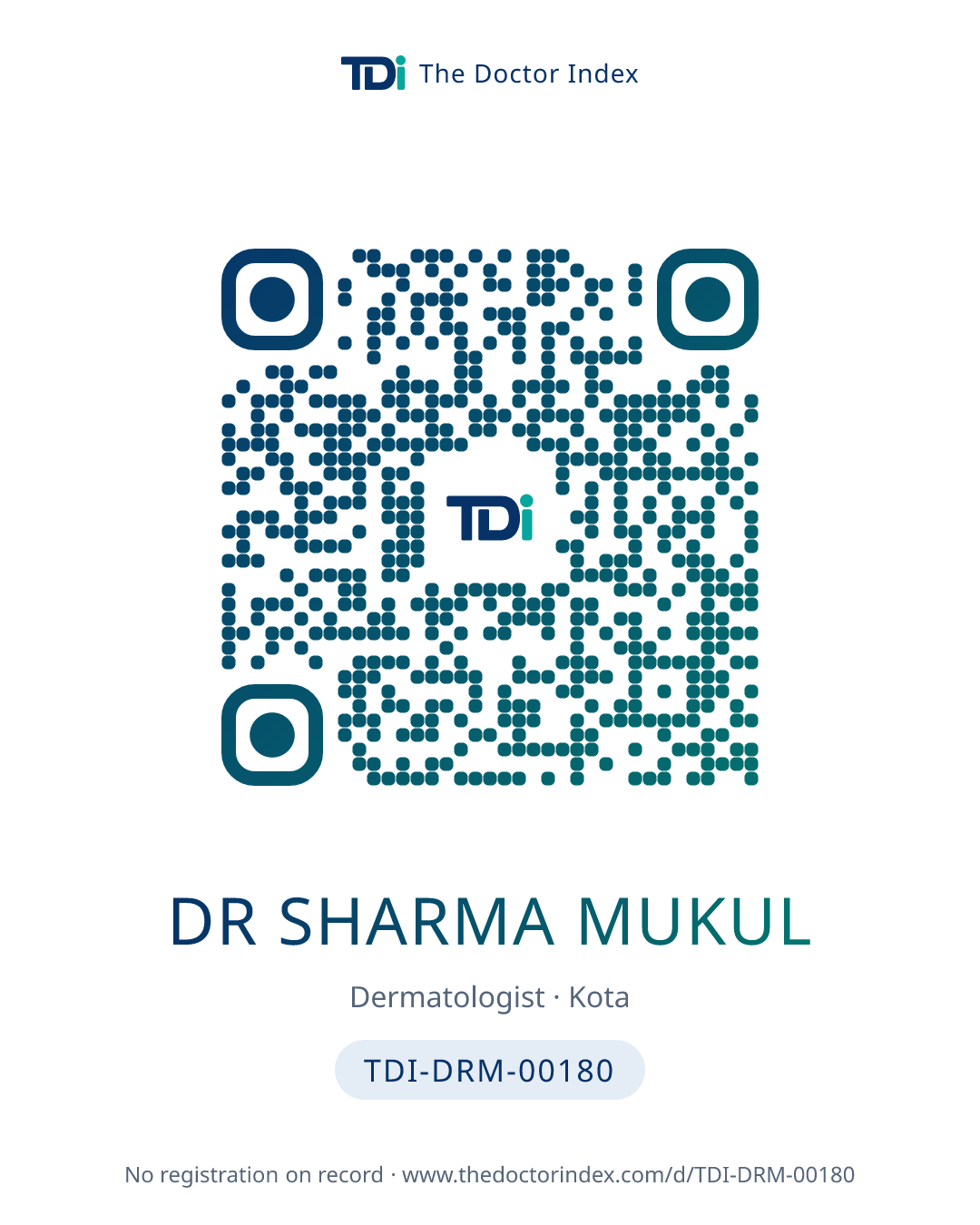 QR card for Dr Sharma Mukul, TDI-DRM-00180