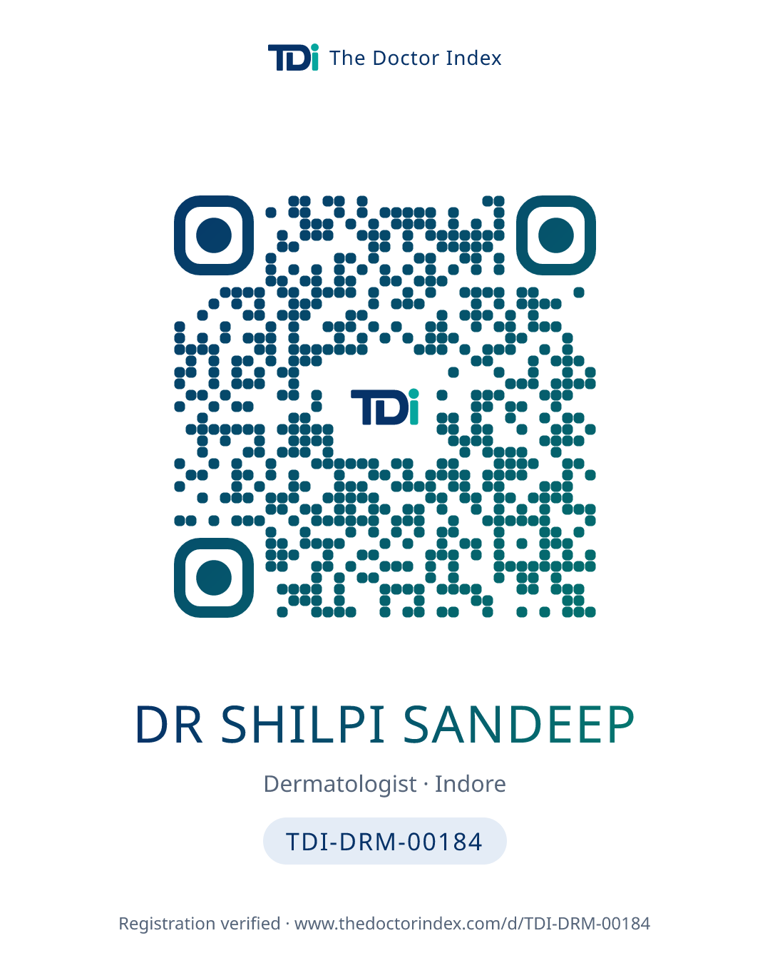 QR card for Dr Shilpi Sandeep, TDI-DRM-00184