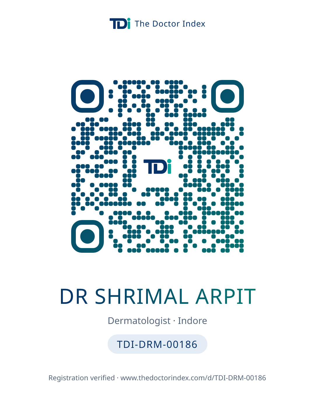 QR card for Dr Shrimal Arpit, TDI-DRM-00186