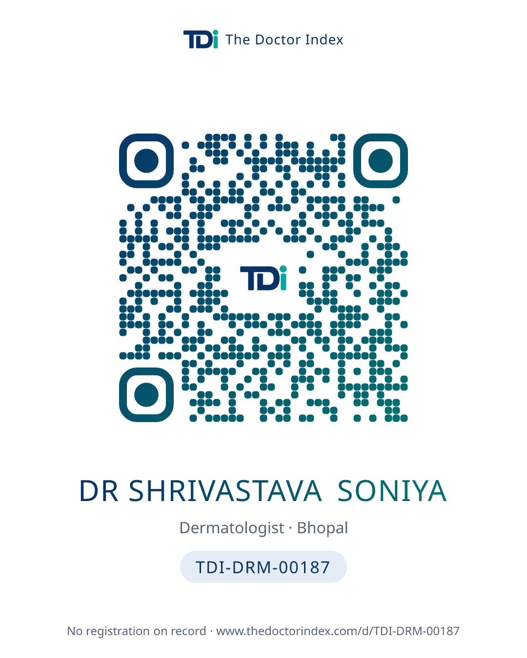 QR card for Dr Shrivastava Soniya, TDI-DRM-00187