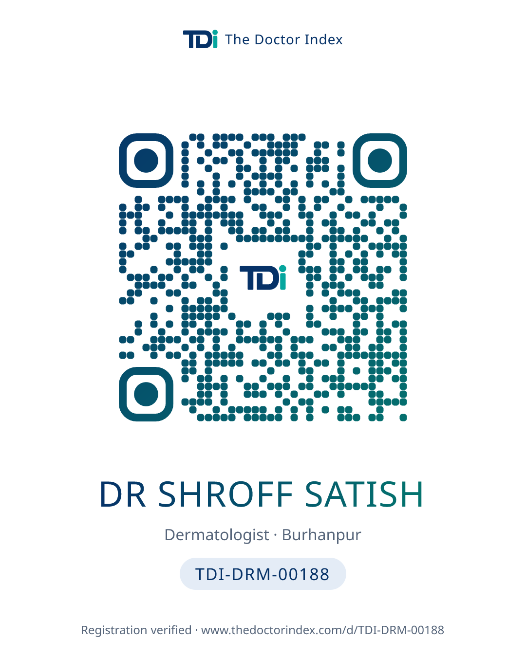 QR card for Dr Shroff Satish, TDI-DRM-00188