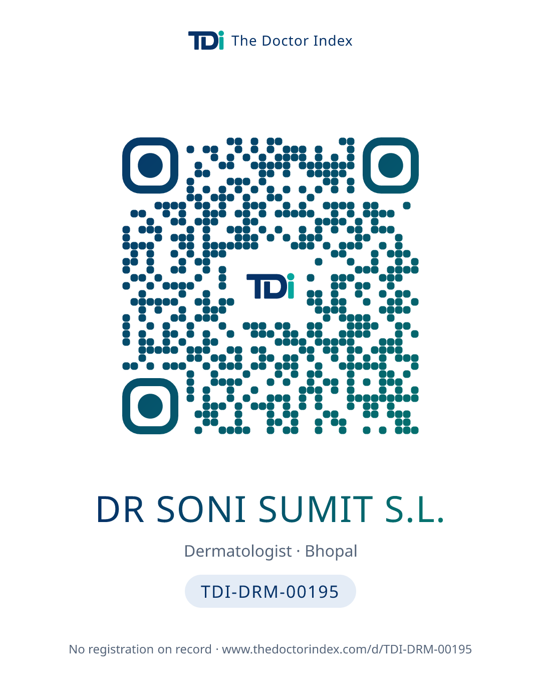QR card for Dr Soni Sumit S.L., TDI-DRM-00195
