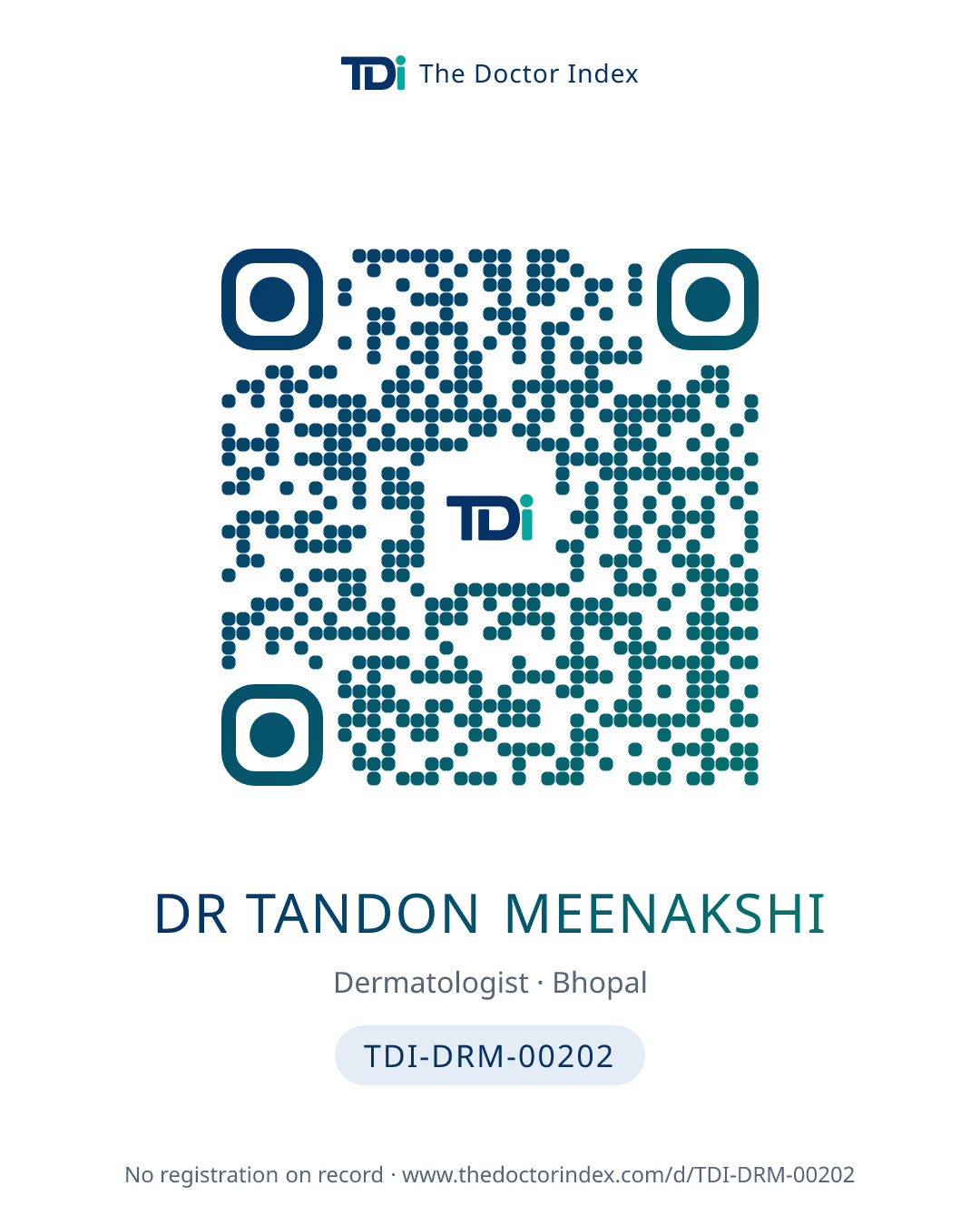 QR card for Dr Tandon Meenakshi, TDI-DRM-00202