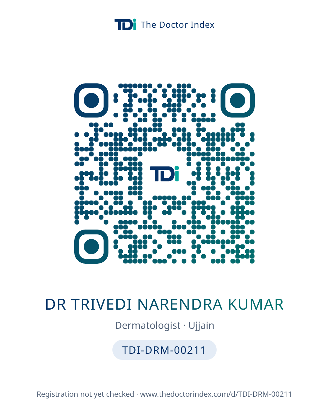 QR card for Dr Trivedi Narendra Kumar, TDI-DRM-00211
