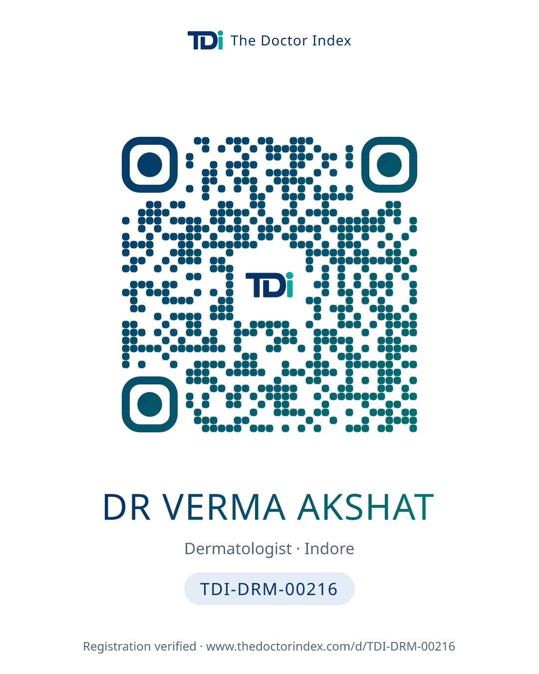 QR card for Dr Verma Akshat, TDI-DRM-00216