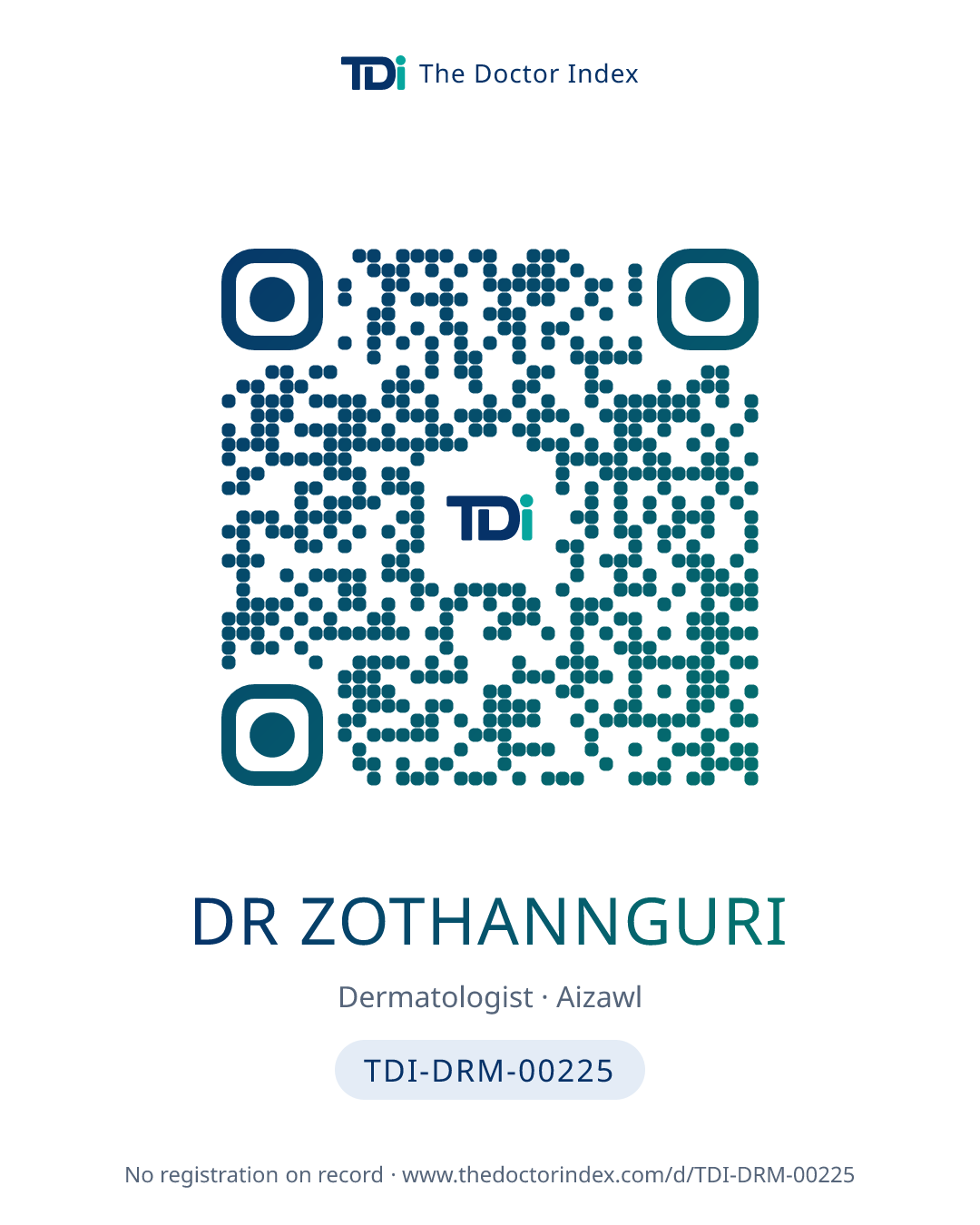 QR card for Dr Zothannguri, TDI-DRM-00225