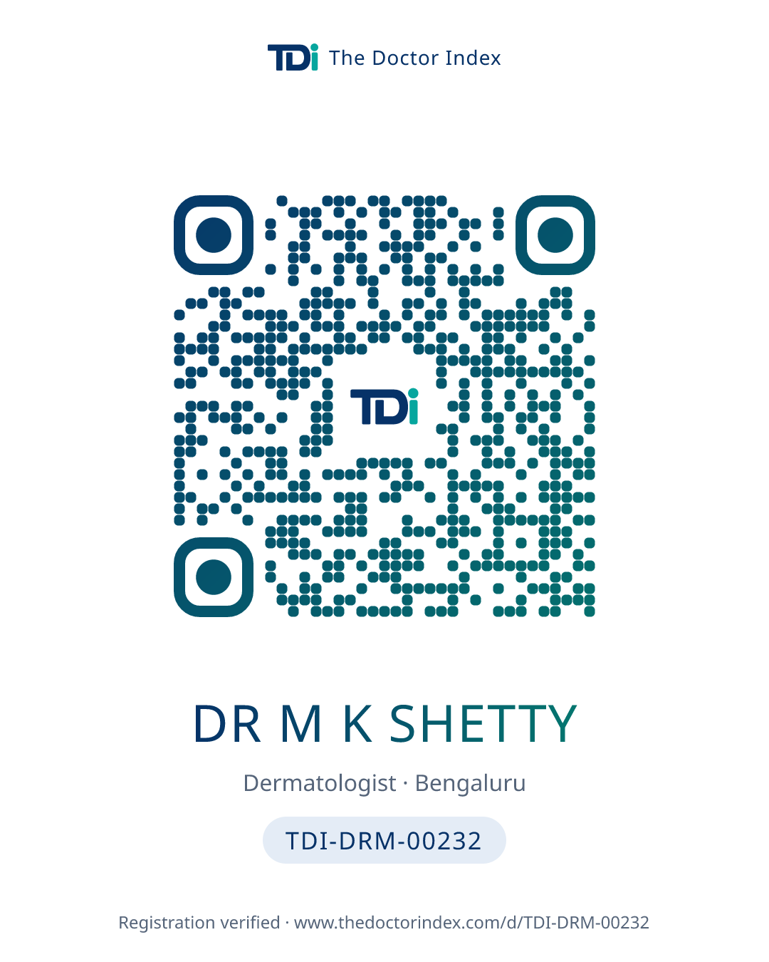 QR card for Dr M K Shetty, TDI-DRM-00232