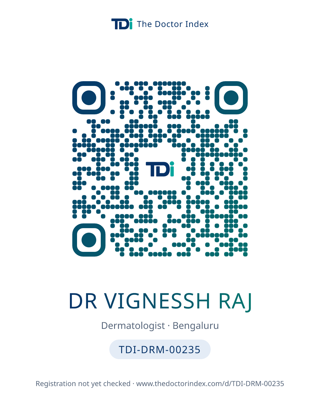 QR card for Dr Vignessh Raj, TDI-DRM-00235