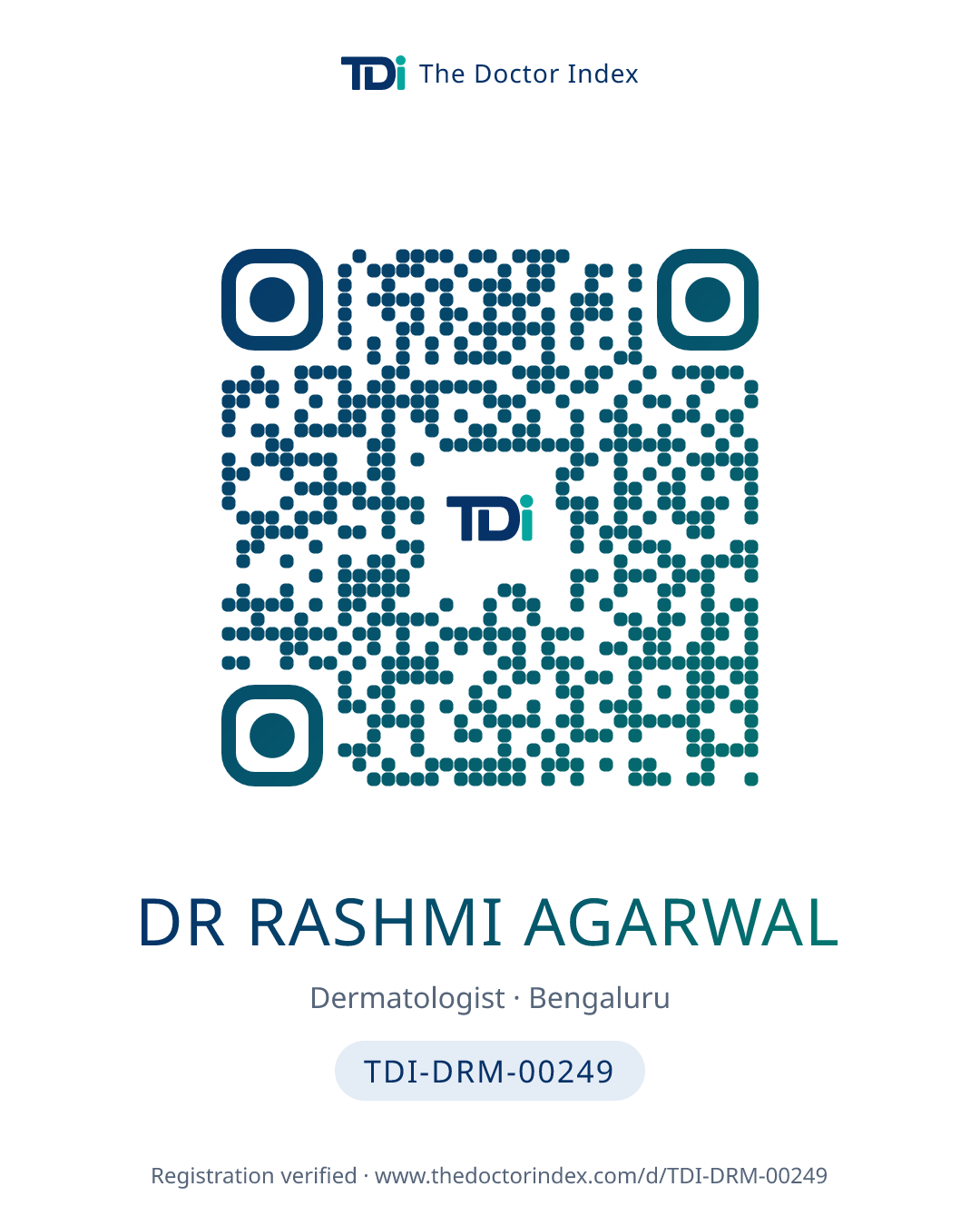 QR card for Dr Rashmi Agarwal, TDI-DRM-00249