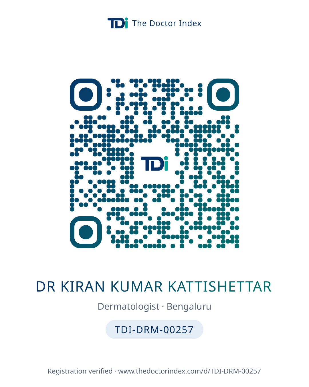 QR card for Dr KIRAN KUMAR KATTISHETTAR, TDI-DRM-00257