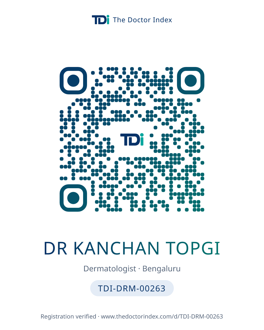 QR card for Dr Kanchan Topgi, TDI-DRM-00263