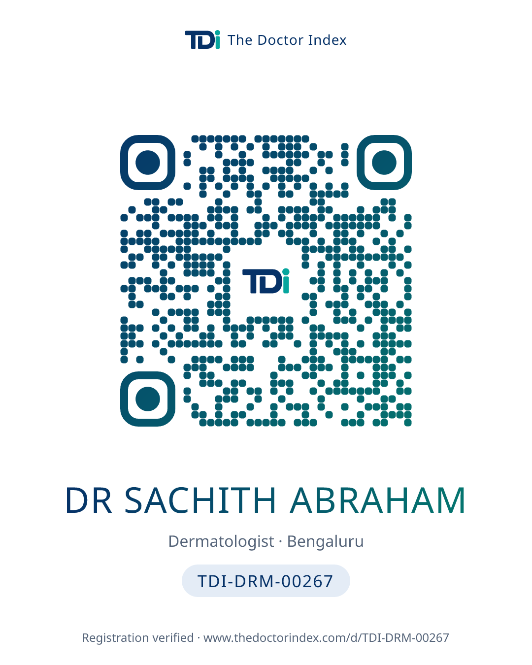 QR card for Dr Sachith Abraham, TDI-DRM-00267