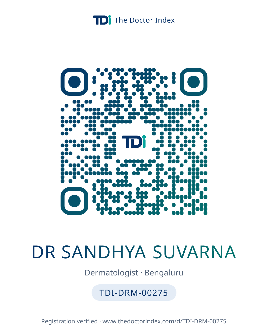 QR card for Dr Sandhya Suvarna, TDI-DRM-00275