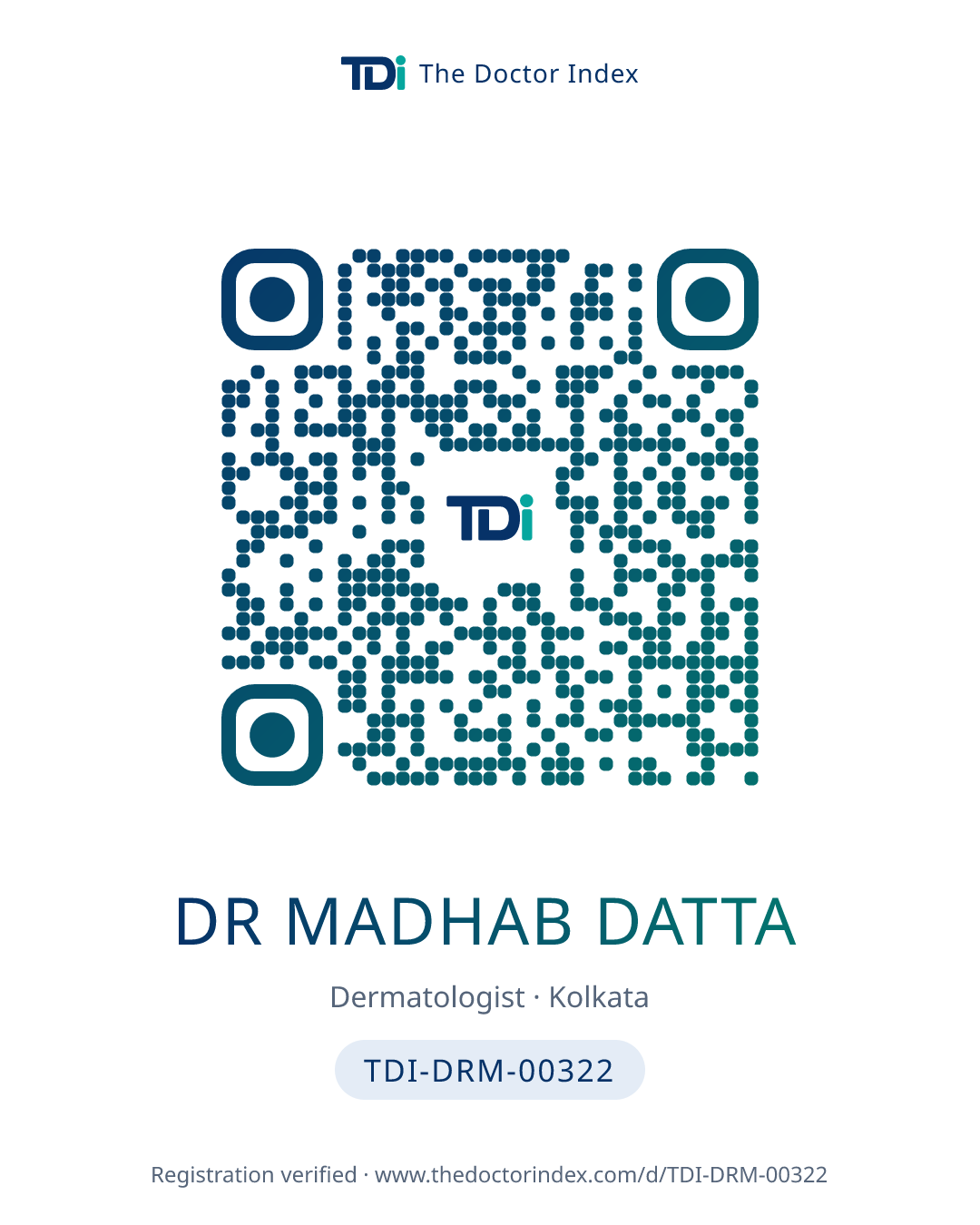 QR card for Dr Madhab Datta, TDI-DRM-00322
