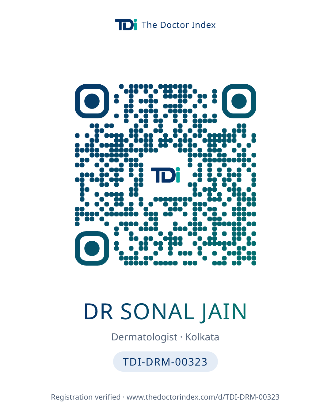 QR card for Dr Sonal Jain, TDI-DRM-00323