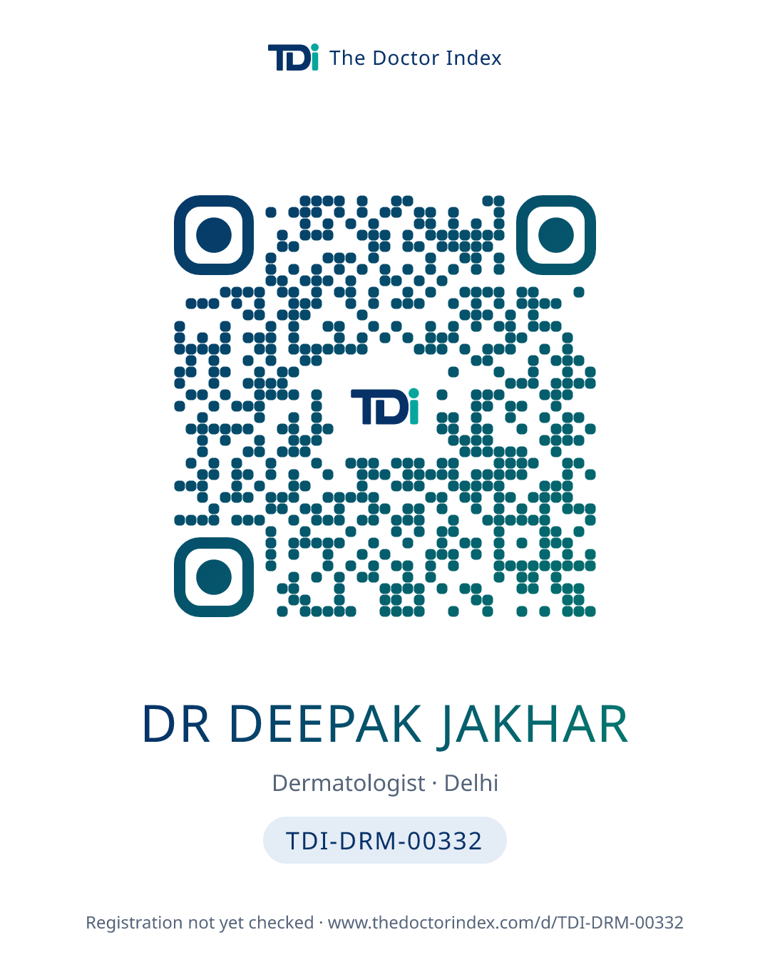 QR card for Dr Deepak Jakhar, TDI-DRM-00332