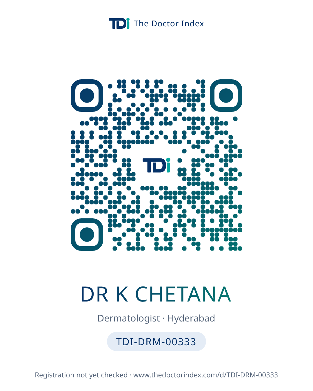 QR card for Dr K Chetana, TDI-DRM-00333