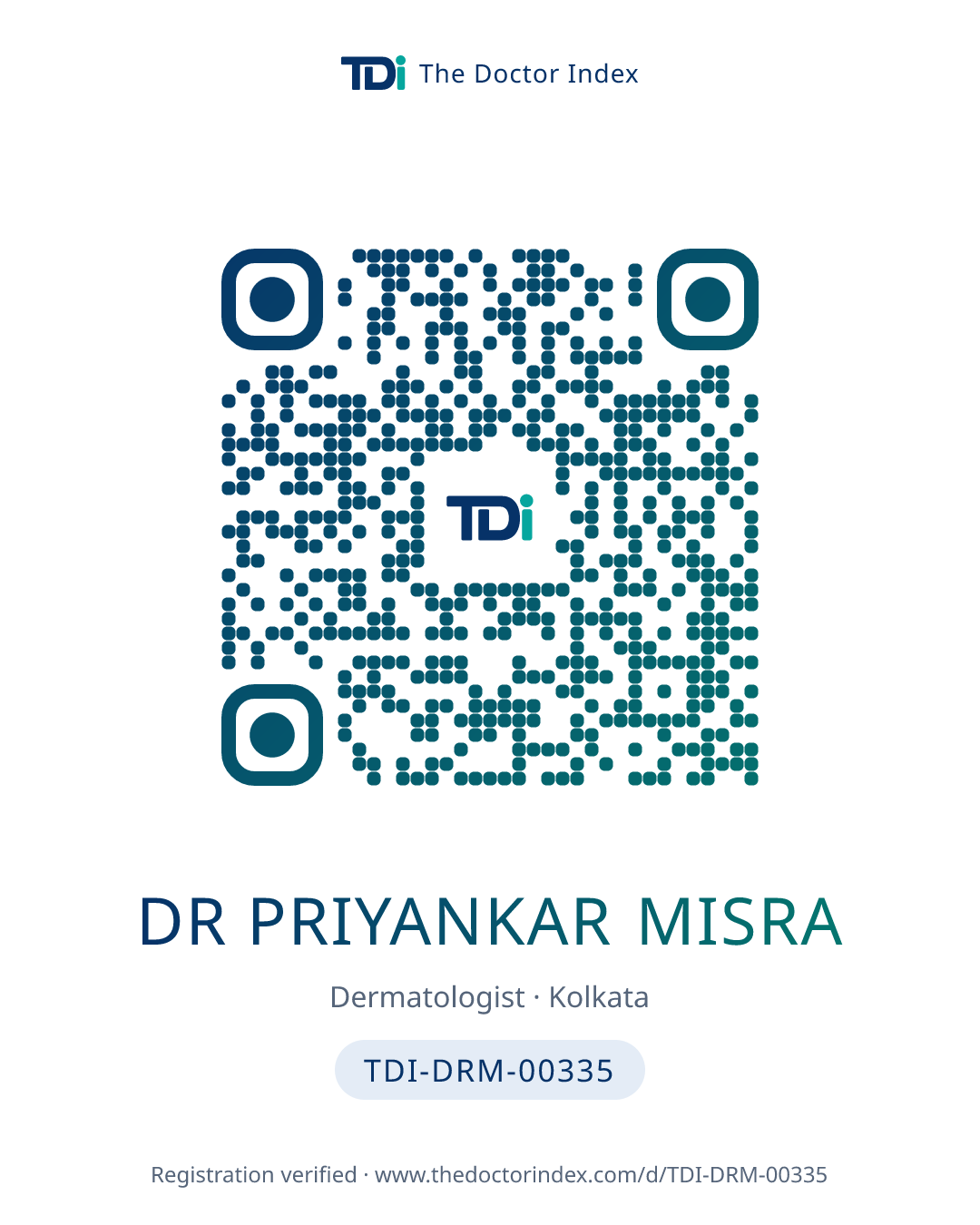 QR card for Dr Priyankar Misra, TDI-DRM-00335
