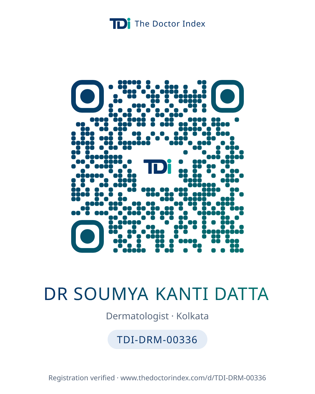 QR card for Dr Soumya Kanti Datta, TDI-DRM-00336