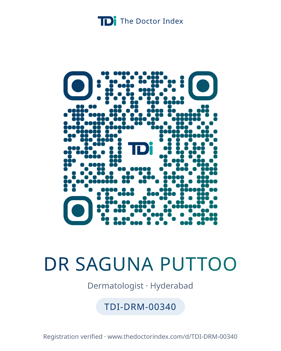 QR card for Dr Saguna Puttoo, TDI-DRM-00340