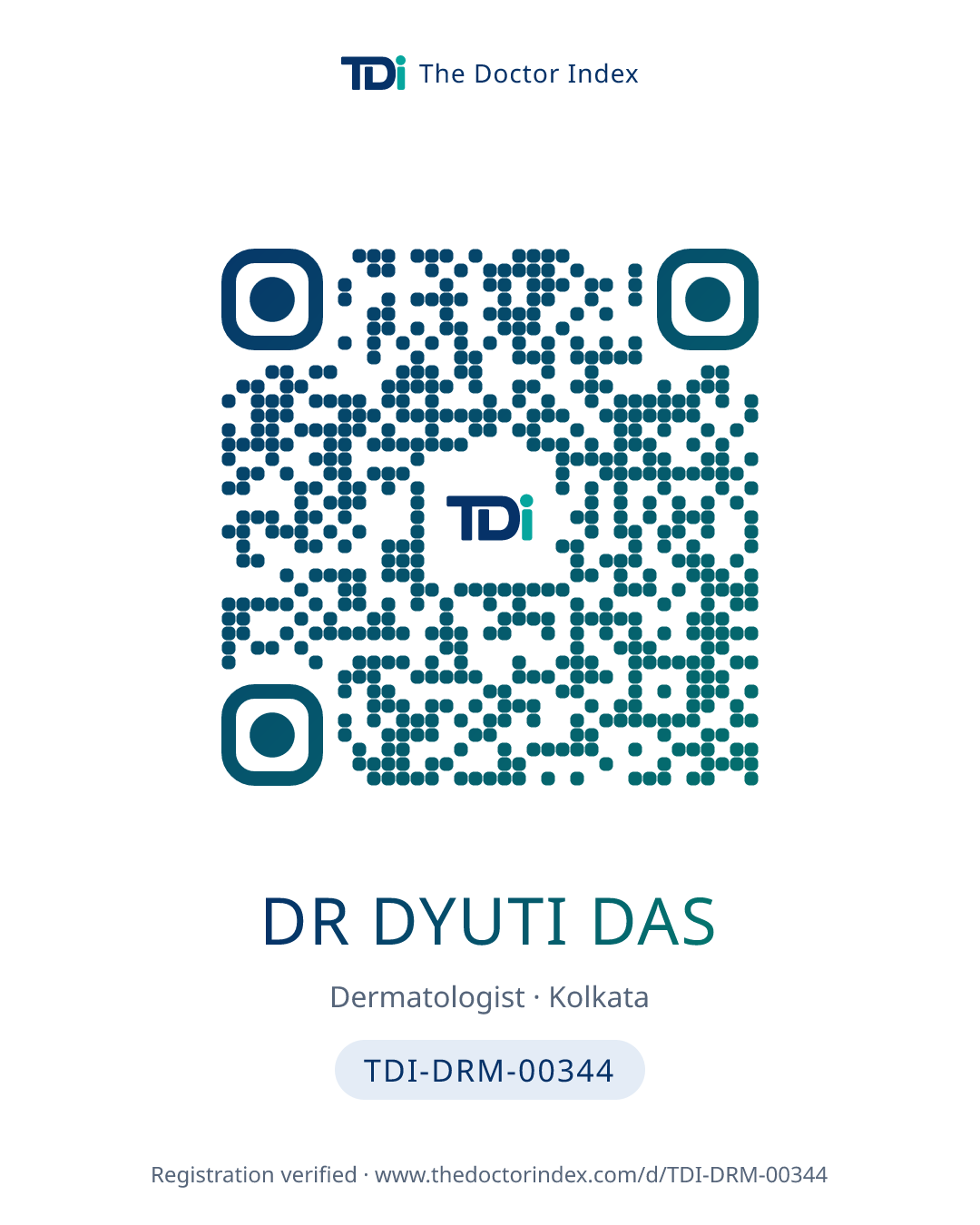 QR card for Dr Dyuti Das, TDI-DRM-00344