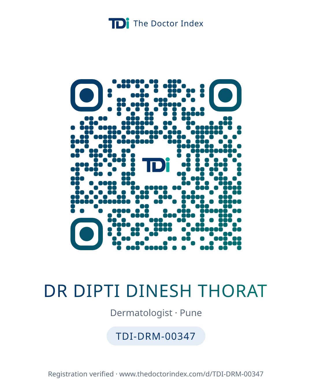 QR card for Dr Dipti Dinesh Thorat, TDI-DRM-00347