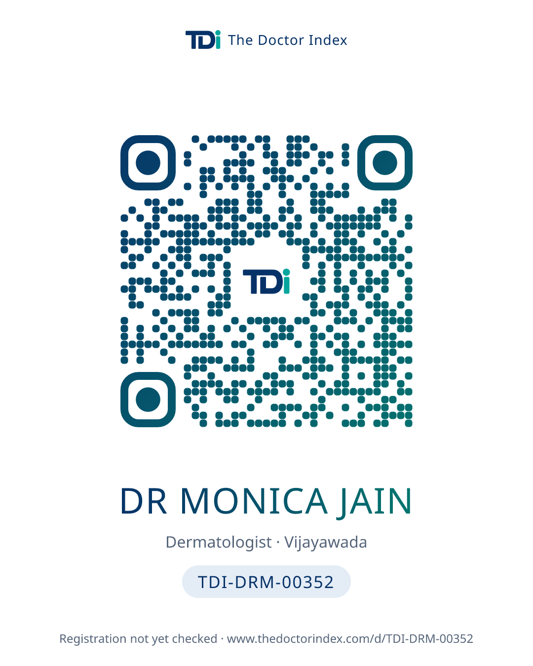 QR card for Dr Monica Jain, TDI-DRM-00352
