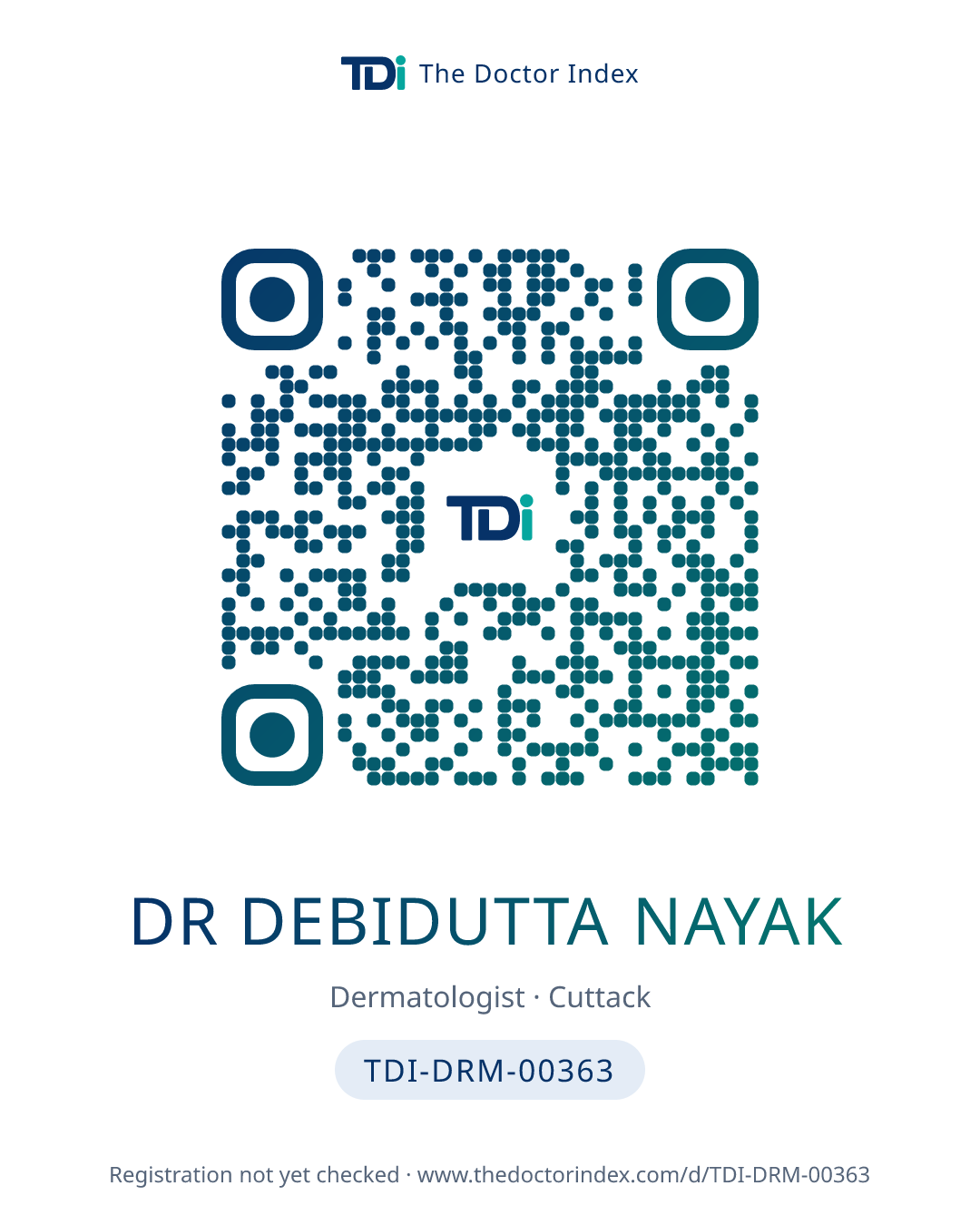 QR card for Dr Debidutta Nayak, TDI-DRM-00363