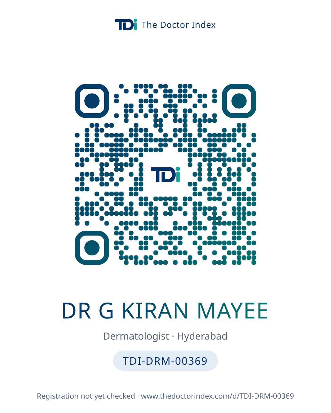 QR card for Dr G Kiran Mayee, TDI-DRM-00369