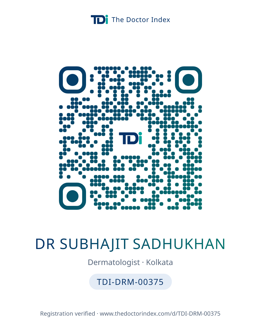 QR card for Dr Subhajit Sadhukhan, TDI-DRM-00375