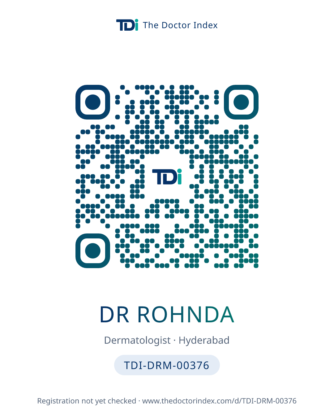 QR card for Dr Rohnda, TDI-DRM-00376