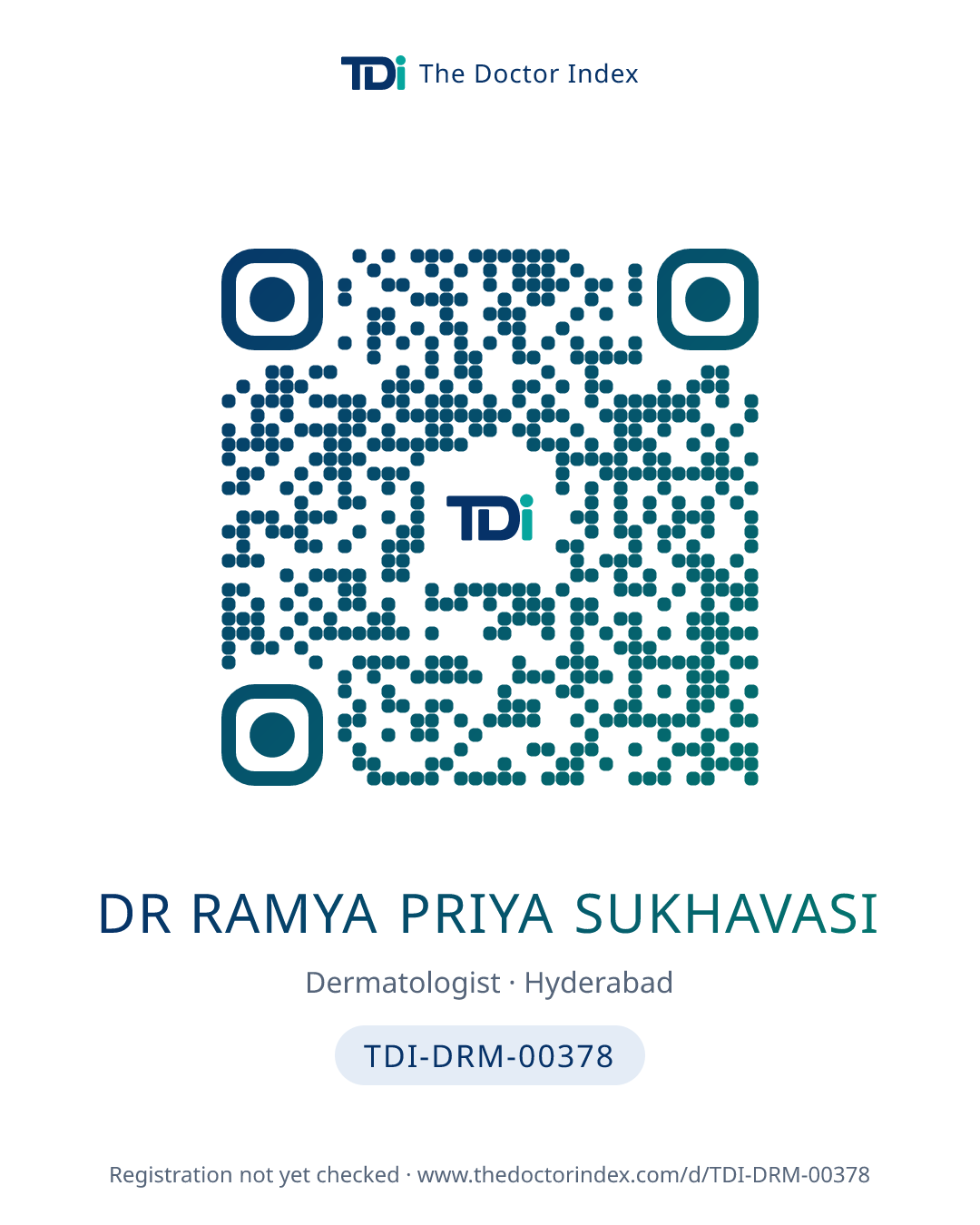 QR card for Dr Ramya Priya Sukhavasi, TDI-DRM-00378
