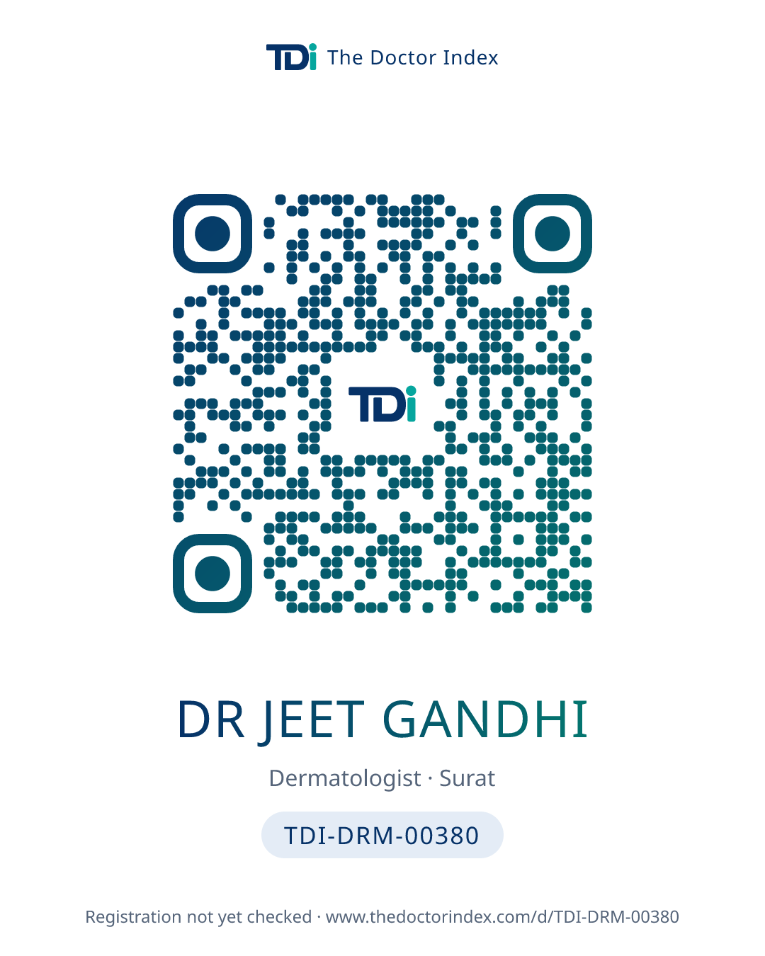 QR card for Dr Jeet Gandhi, TDI-DRM-00380