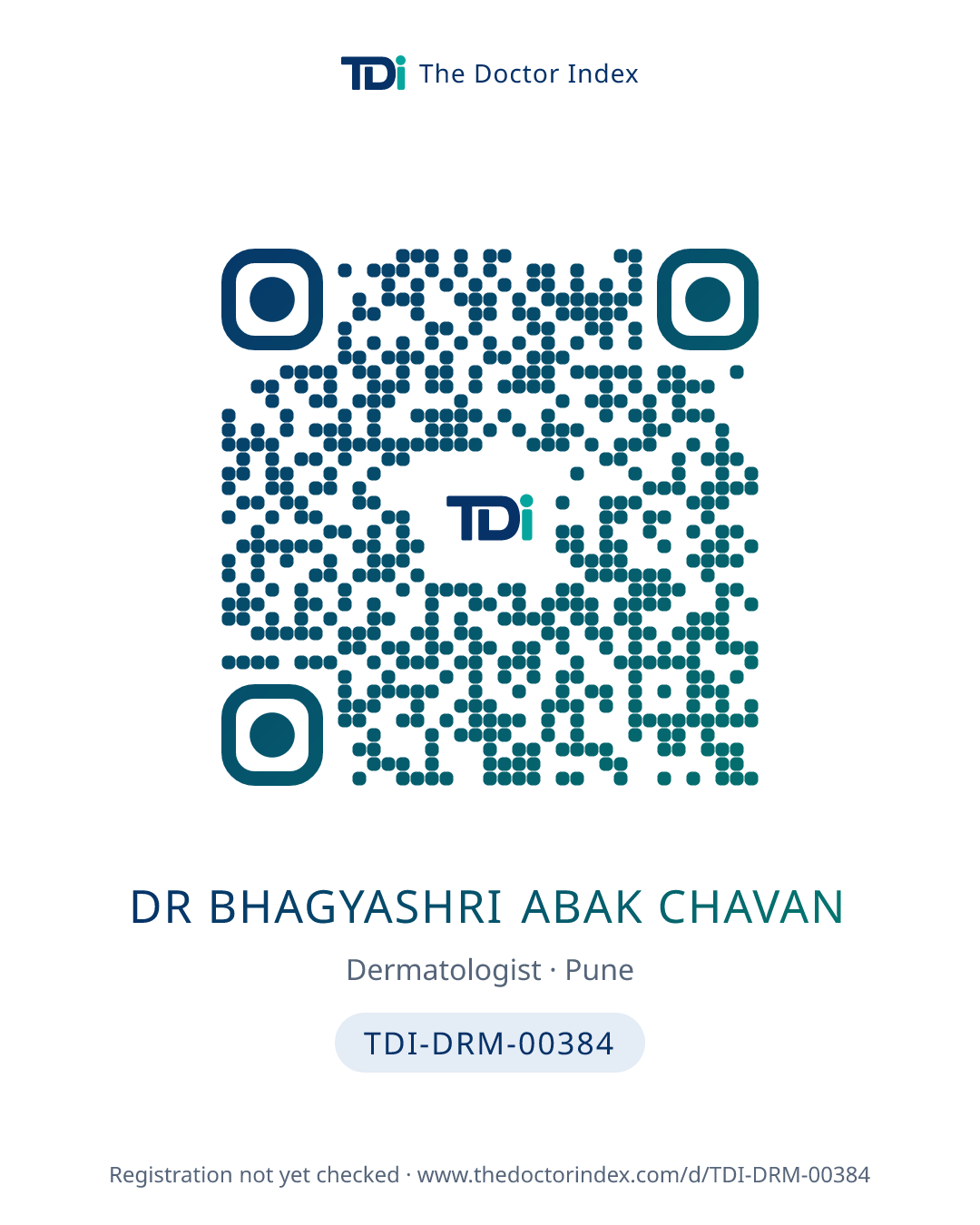 QR card for Dr Bhagyashri Abak Chavan, TDI-DRM-00384