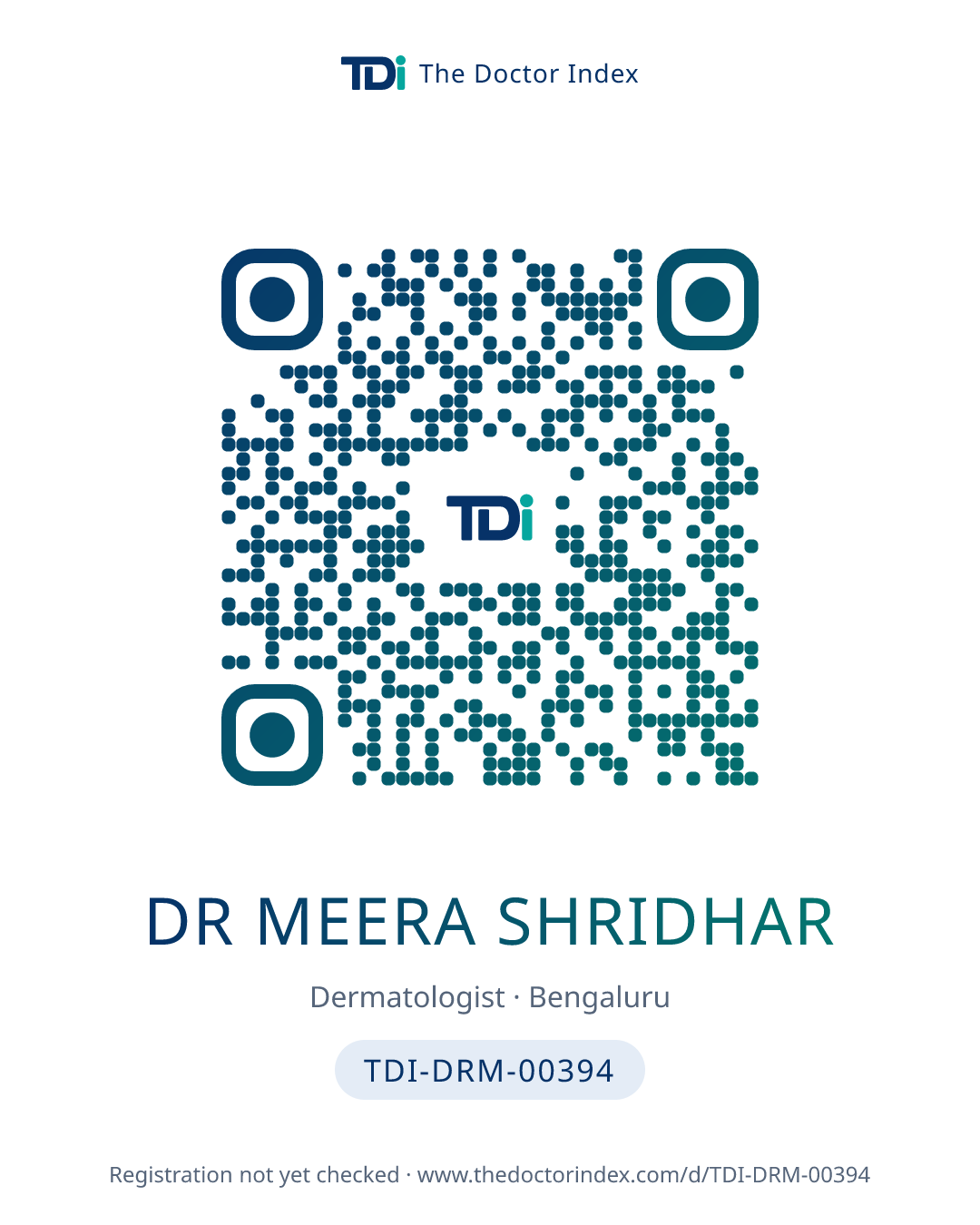 QR card for Dr Meera Shridhar, TDI-DRM-00394
