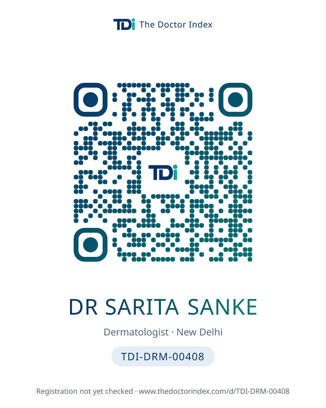QR card for Dr Sarita Sanke, TDI-DRM-00408
