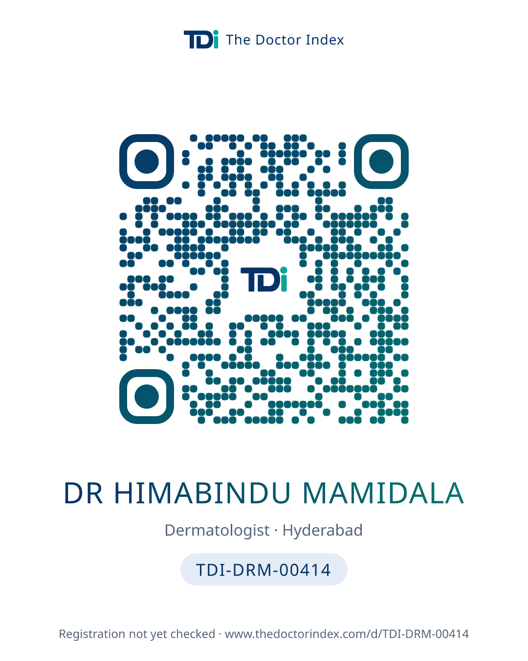 QR card for Dr Himabindu Mamidala, TDI-DRM-00414
