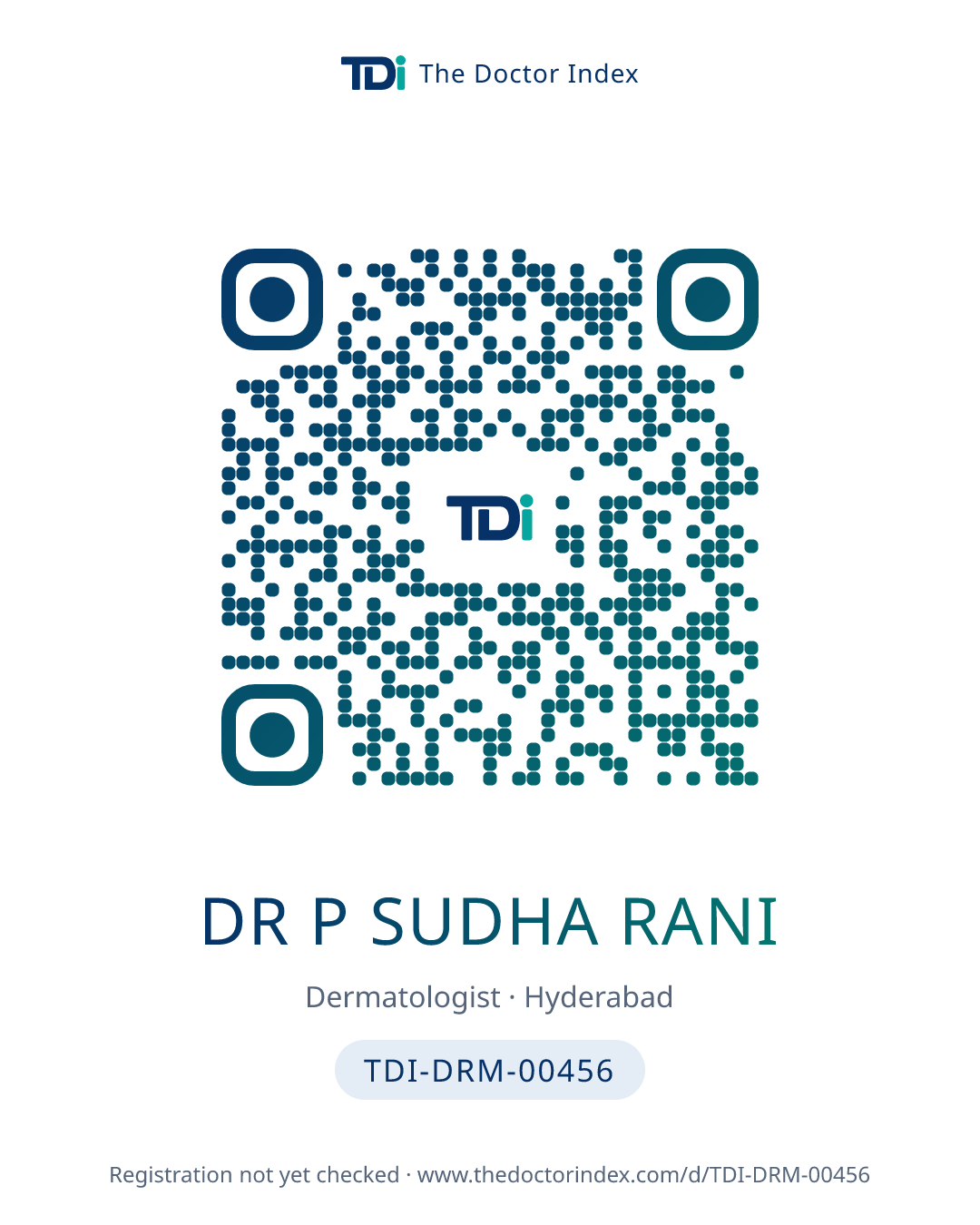 QR card for Dr P Sudha Rani, TDI-DRM-00456