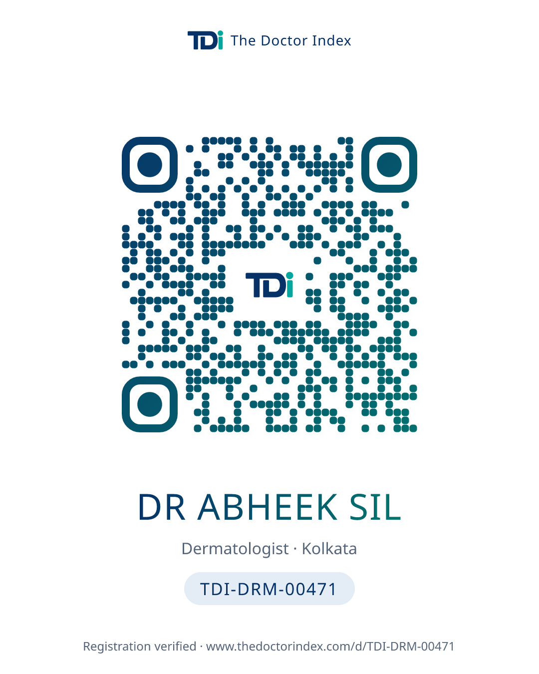 QR card for Dr Abheek Sil, TDI-DRM-00471