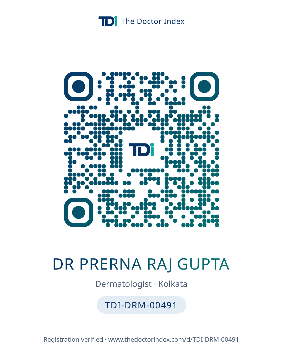 QR card for Dr Prerna Raj Gupta, TDI-DRM-00491