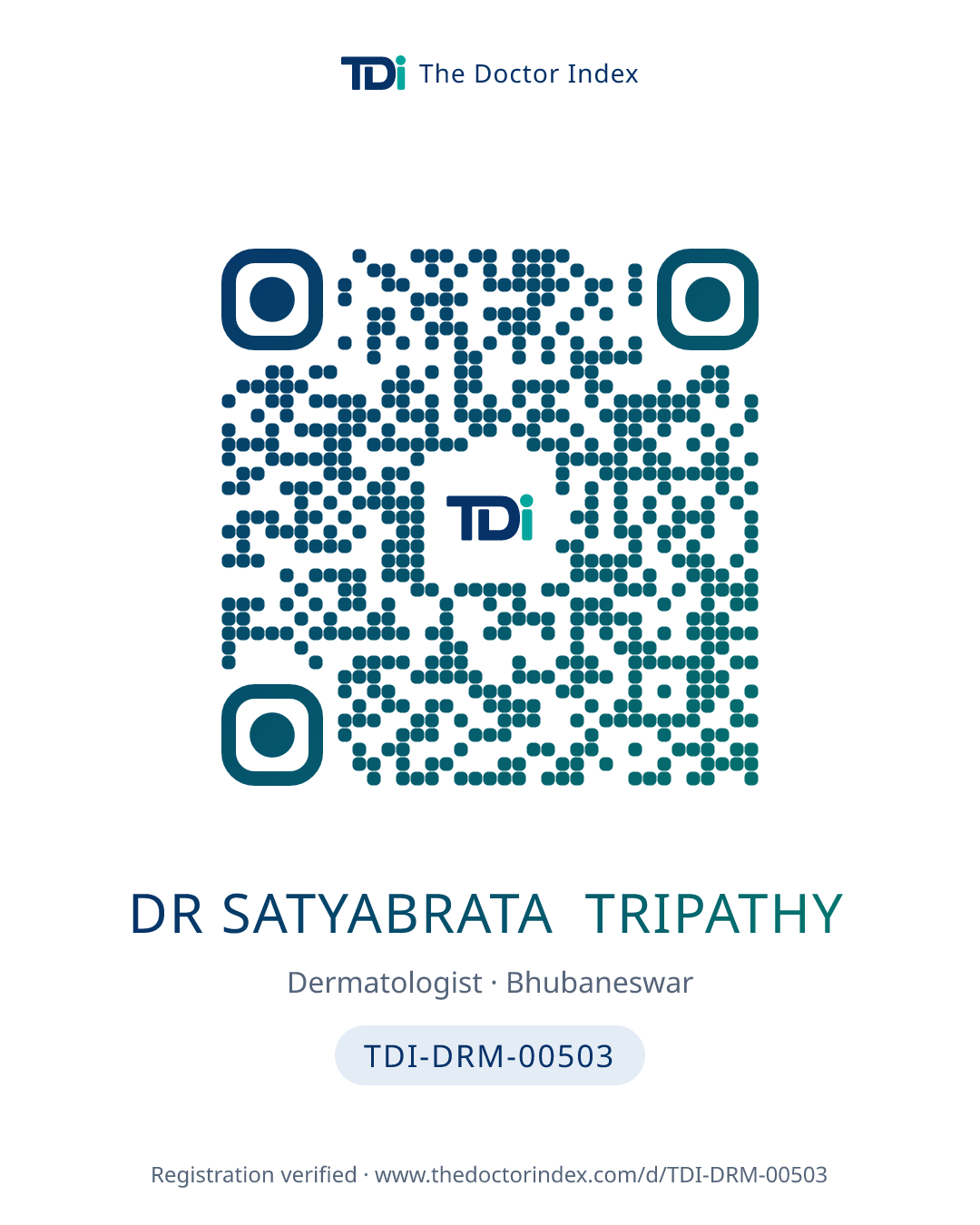 QR card for Dr Satyabrata Tripathy, TDI-DRM-00503