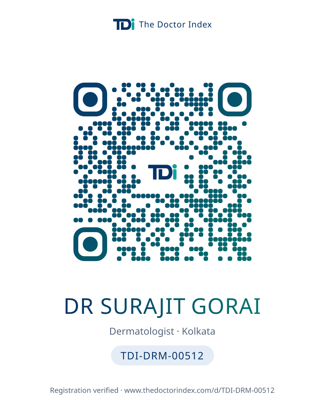 QR card for Dr Surajit Gorai, TDI-DRM-00512