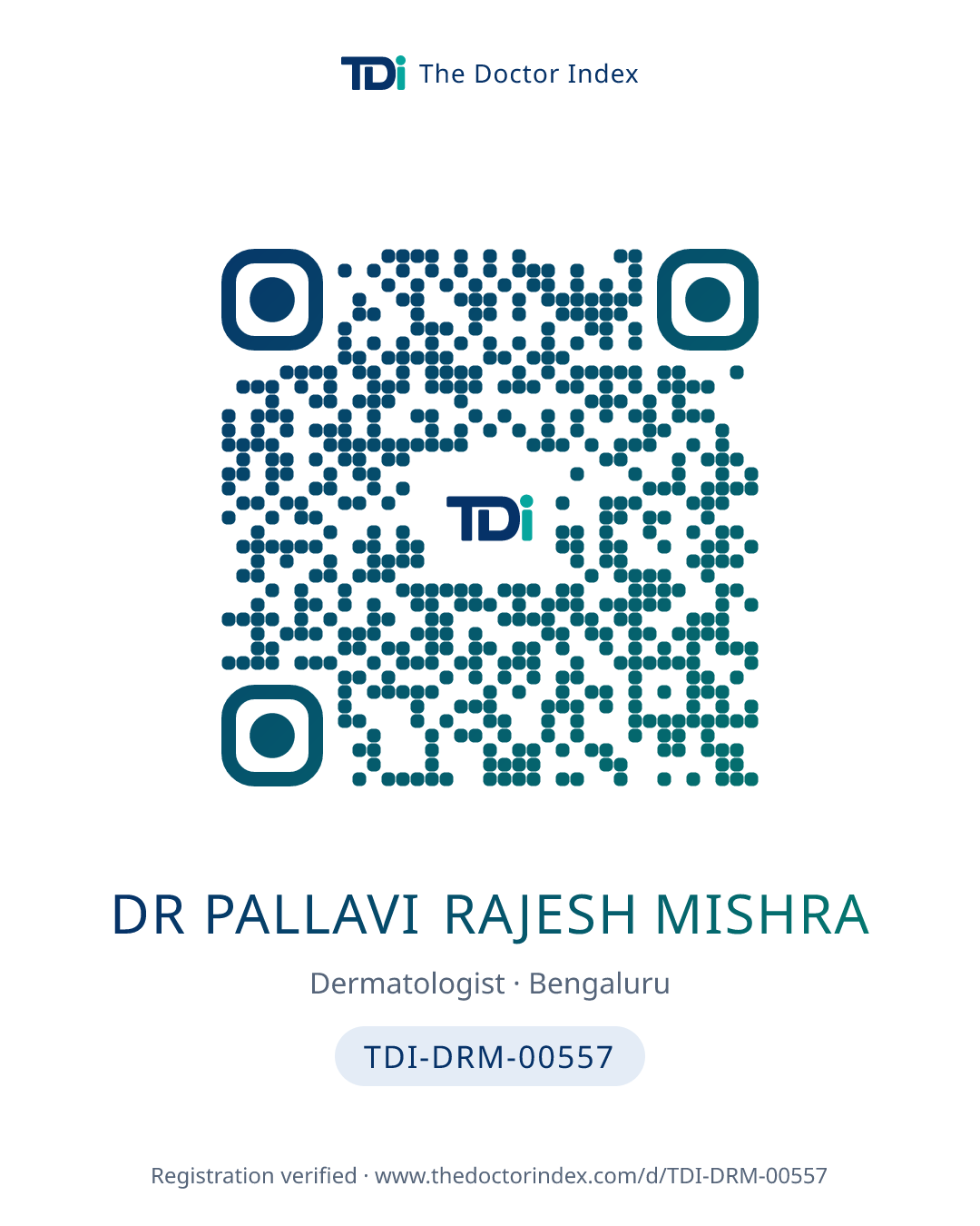 QR card for Dr Pallavi Rajesh Mishra, TDI-DRM-00557