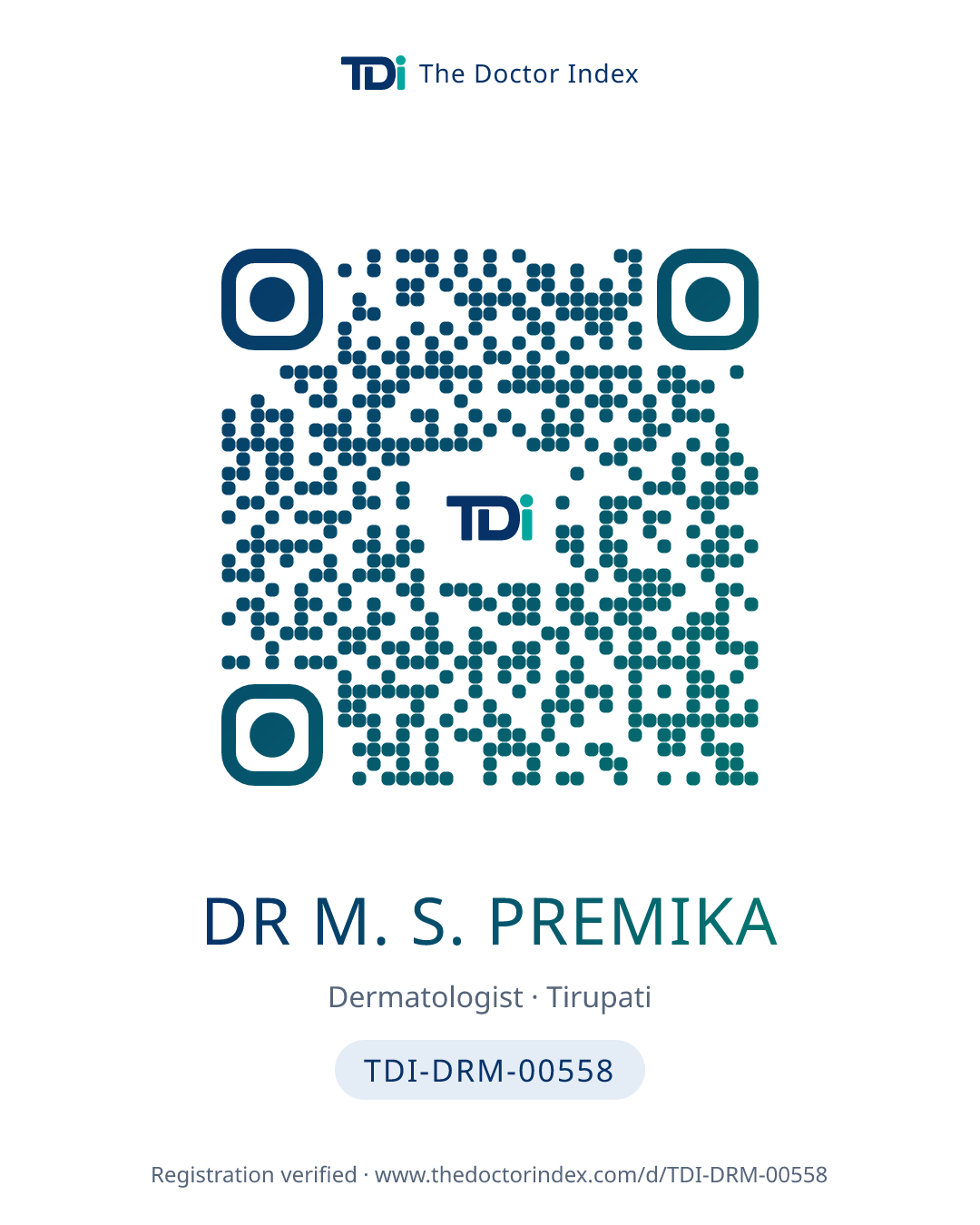 QR card for Dr M. S. Premika, TDI-DRM-00558