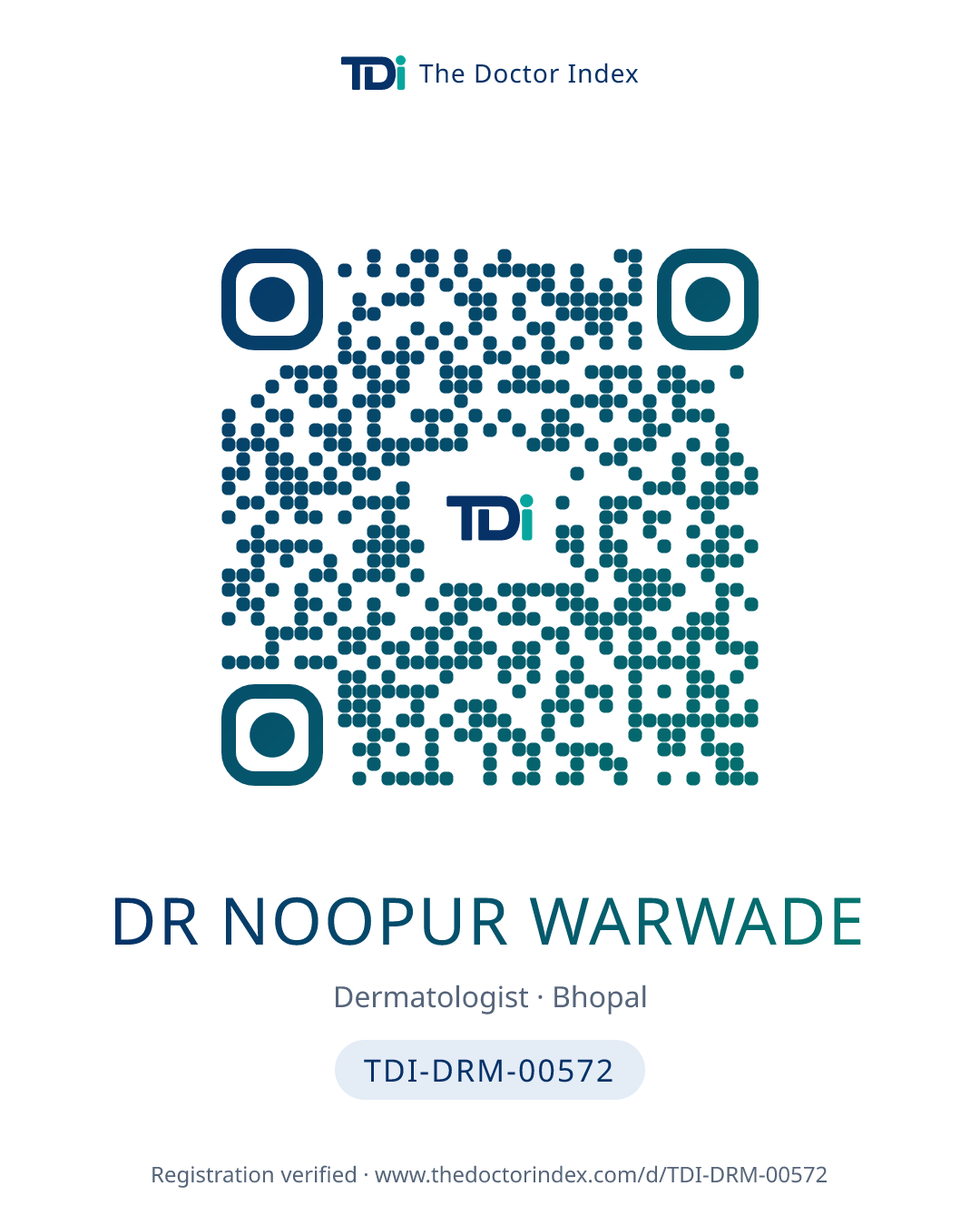 QR card for Dr Noopur Warwade, TDI-DRM-00572