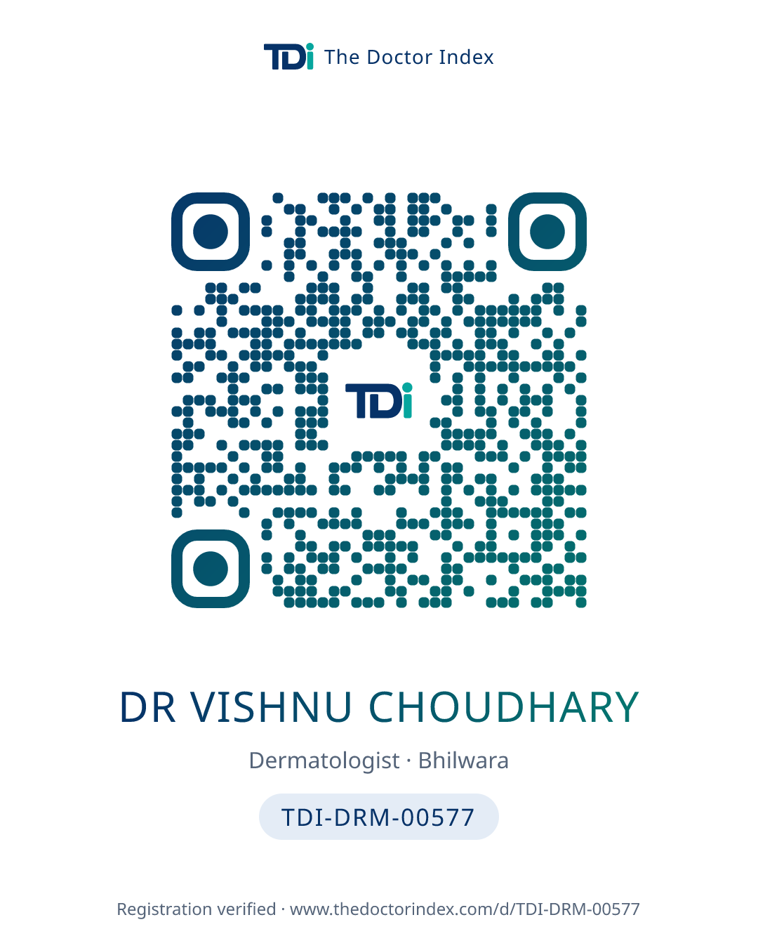 QR card for Dr Vishnu Choudhary, TDI-DRM-00577