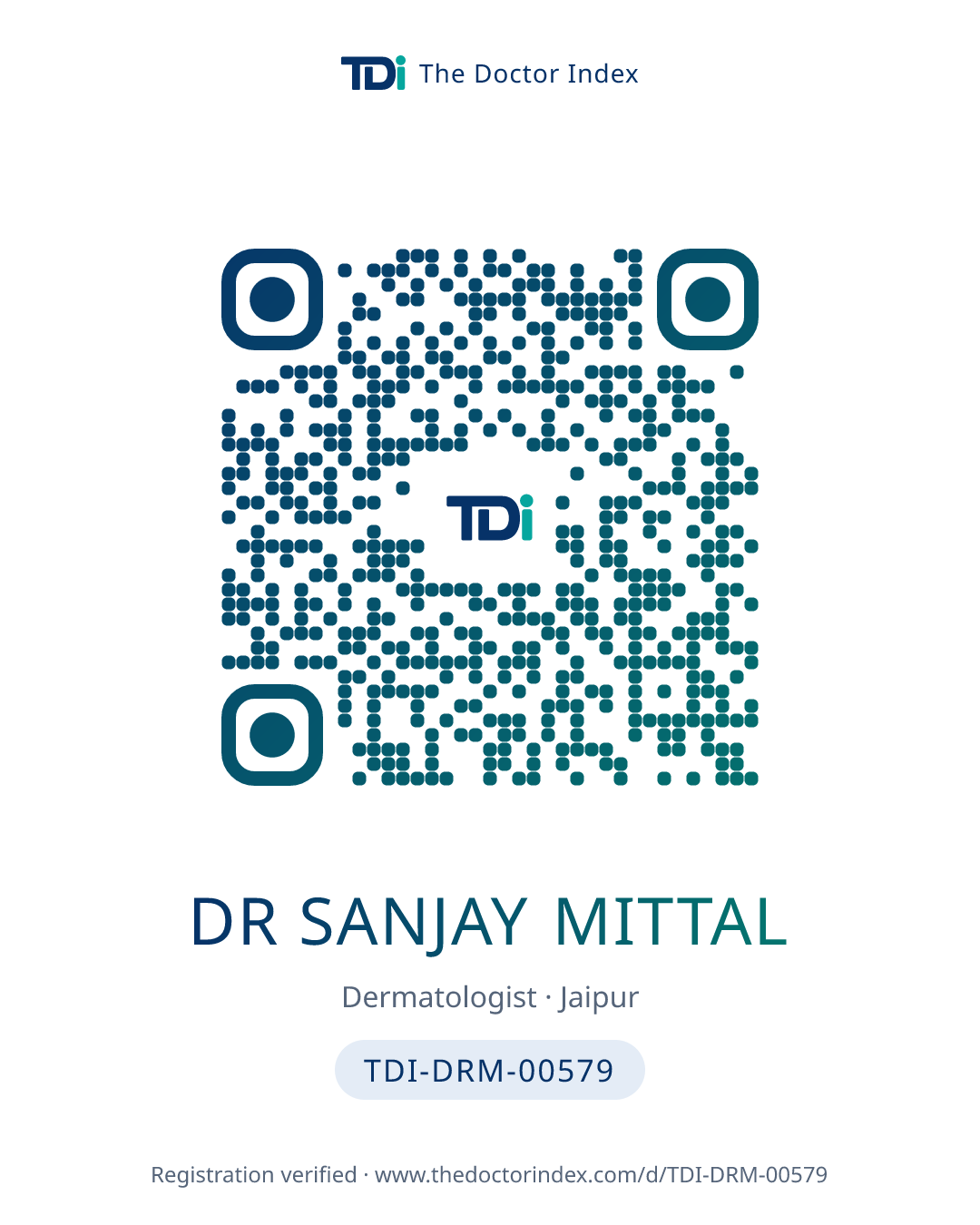 QR card for Dr Sanjay Mittal, TDI-DRM-00579