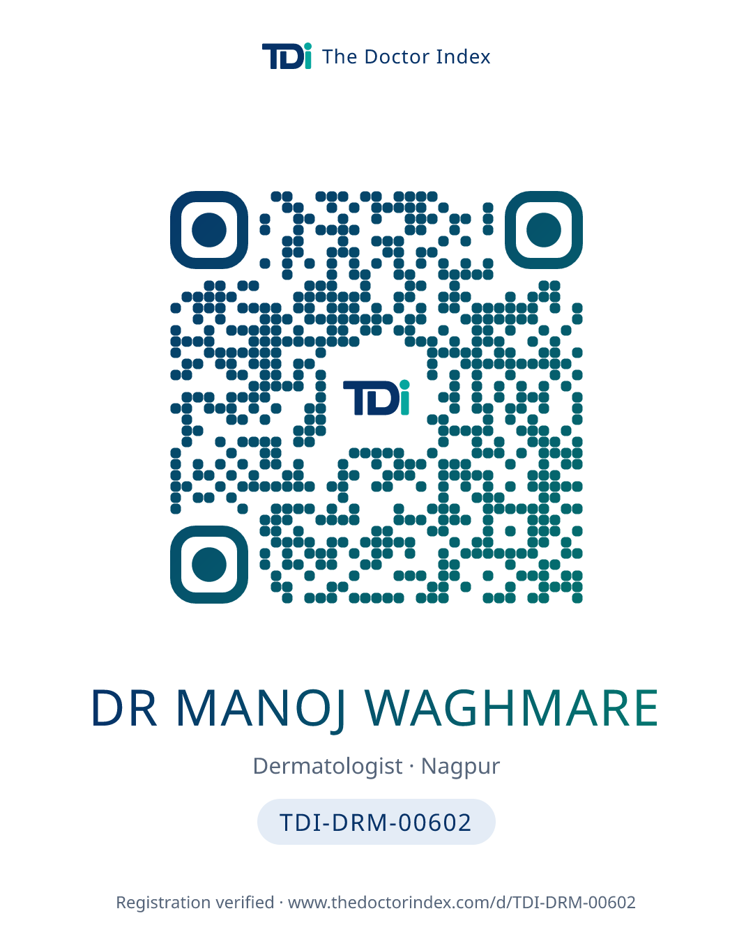 QR card for Dr Manoj Waghmare, TDI-DRM-00602