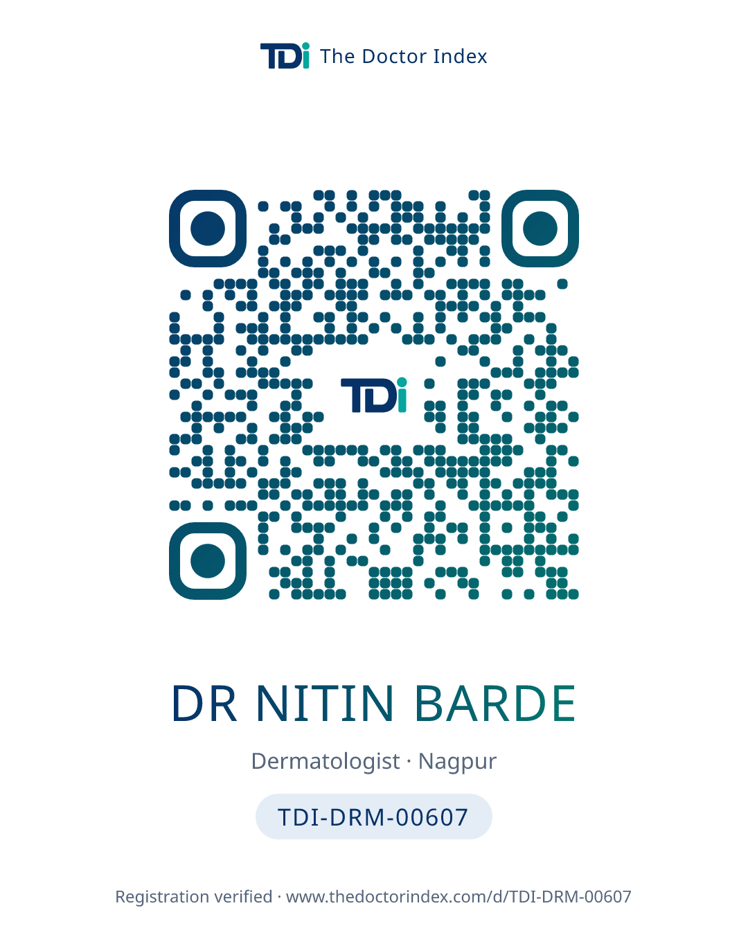 QR card for Dr Nitin Barde, TDI-DRM-00607